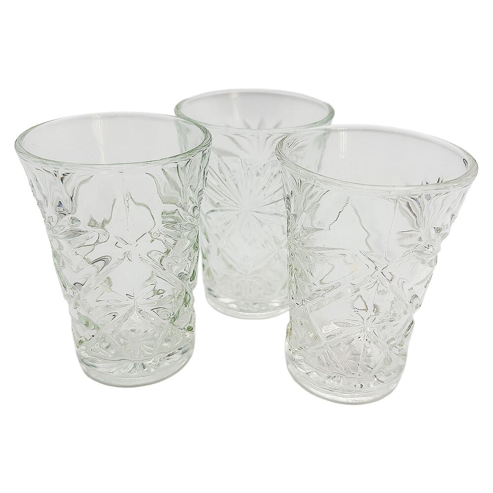 Vintage Anchor Hocking Prescut 3-Piece Set of Clear Pineapple Pattern Glasses